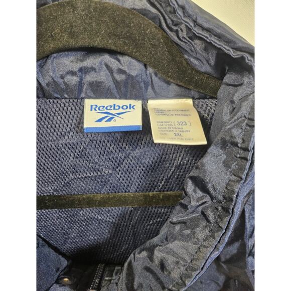 Reebok Vintage Spellout Windbreaker Pullover Snap Zip Hooded Men's Navy Size 2XL - Picture 6 of 13